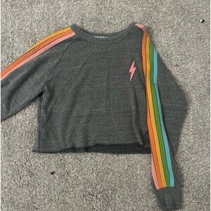 Aviator Nation Rare Women’s Cropped Sweatshirt Rainbow Pastel Size XL